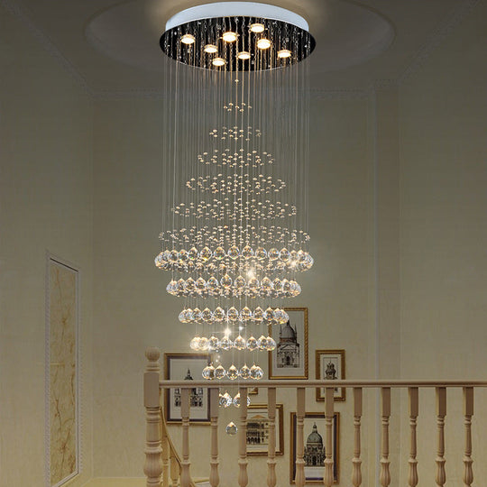 Modern Crystal Layered 8-Bulb LED Ceiling Light for Living Room