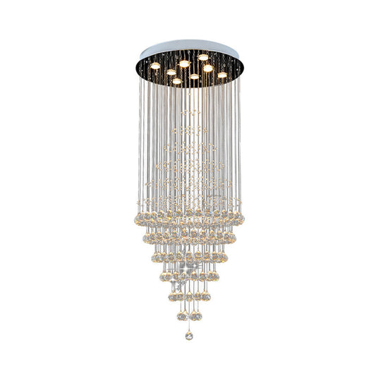 Modern Crystal Layered Led Ceiling Chandelier - Silver 8-Bulb Multi Light For Living Room