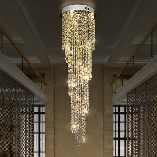 Silver Raindrop Pendant Light - Contemporary 12-Head Crystal Led Ceiling Lamp