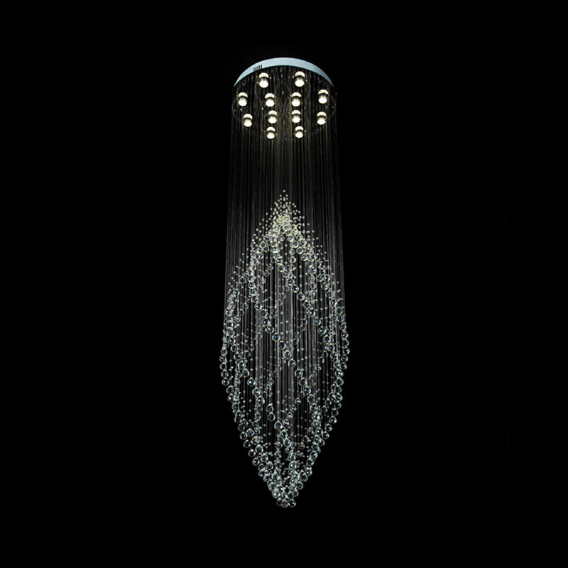 Modern Crystal Ceiling Light with 12 LED Bulbs and Multi-Pendant Design