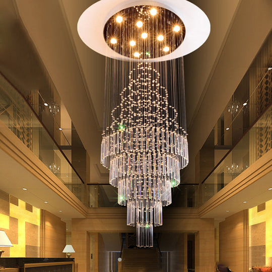 Modern Crystal Drop Lamp with LED 10-Bulb, Living Room Ceiling Light: Orbs and Rods Design