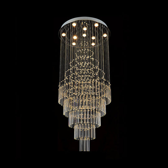 Modern Crystal Drop Lamp with LED 10-Bulb, Living Room Ceiling Light: Orbs and Rods Design