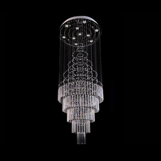Modern Crystal Drop Lamp with LED 10-Bulb, Living Room Ceiling Light: Orbs and Rods Design