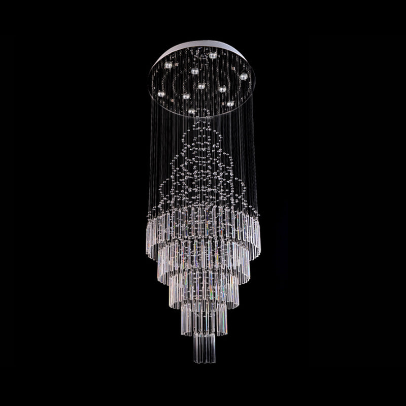 Modern Crystal Drop Lamp With Led 10 Bulbs - Orbs And Rods Design For Living Room Ceiling Light