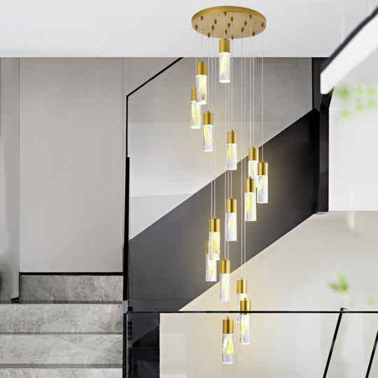 Modern Gold LED Tube Pendant Chandelier with 15/20 Lights