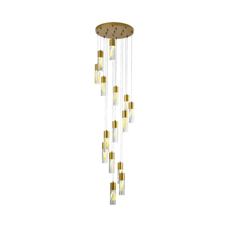 Modern Gold Multilight Pendant Chandelier - 15/20-Head Led Hanging Light With Acrylic Tubes