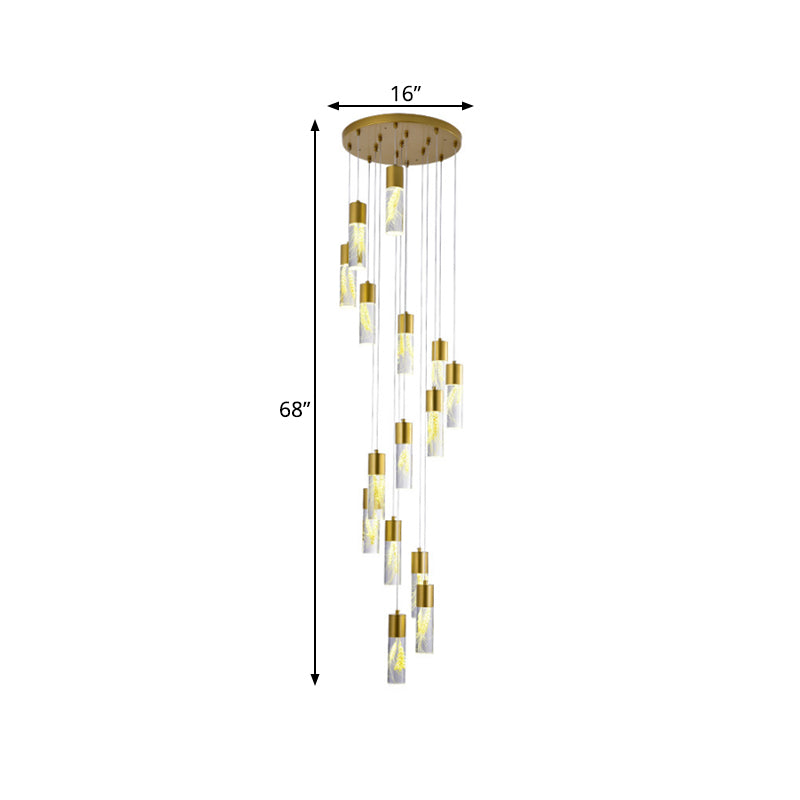 Modern Gold LED Tube Pendant Chandelier with 15/20 Lights