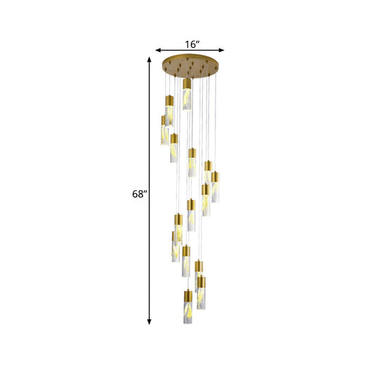 Modern Gold LED Tube Pendant Chandelier with 15/20 Lights