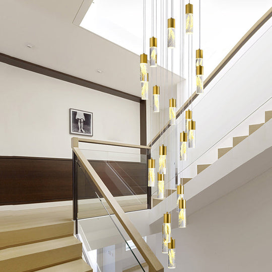 Modern Gold LED Tube Pendant Chandelier with 15/20 Lights