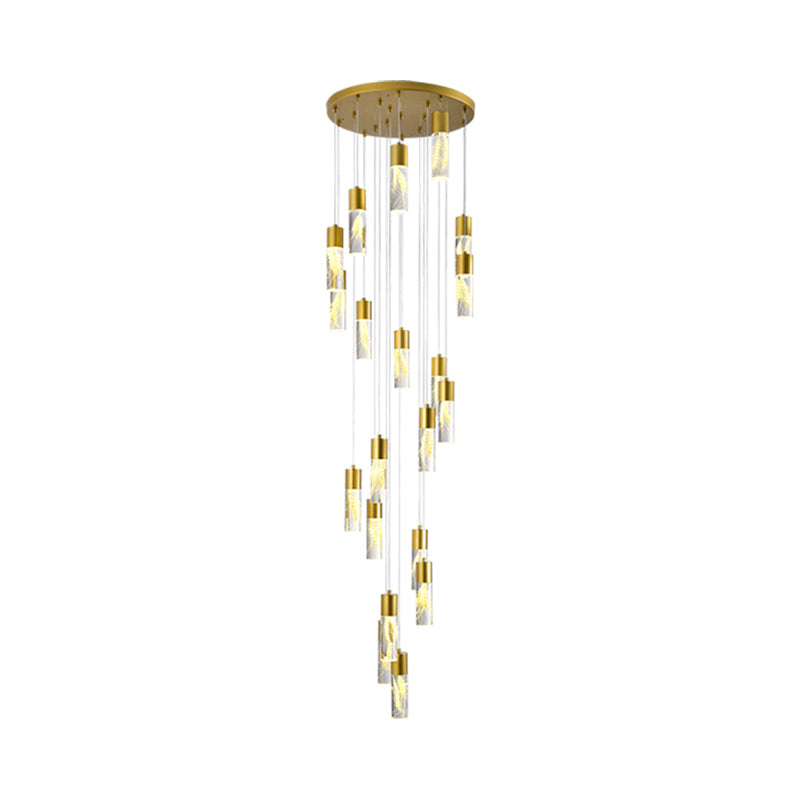 Modern Gold LED Tube Pendant Chandelier with 15/20 Lights