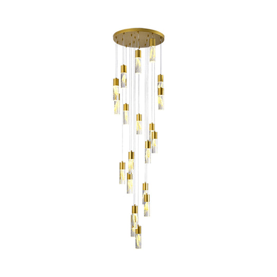 Modern Gold Multilight Pendant Chandelier - 15/20-Head Led Hanging Light With Acrylic Tubes