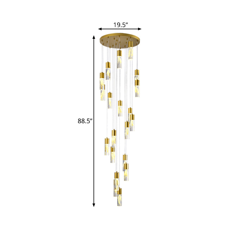 Modern Gold Multilight Pendant Chandelier - 15/20-Head Led Hanging Light With Acrylic Tubes