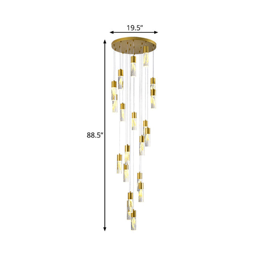 Modern Gold Multilight Pendant Chandelier - 15/20-Head Led Hanging Light With Acrylic Tubes