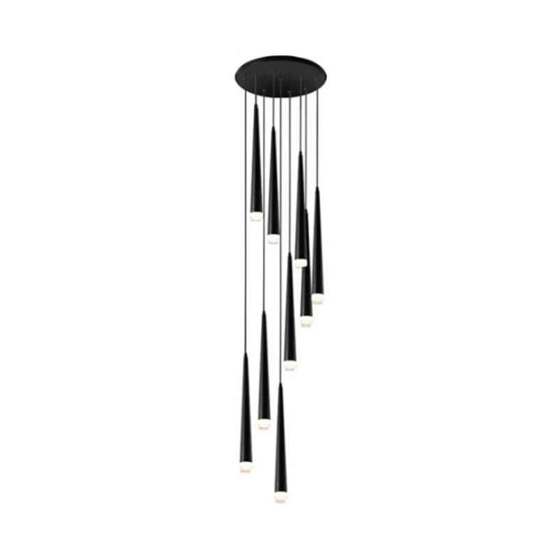 Contemporary Acrylic Black Hanging Lamp: 9/12/18 Lights Multi Light Pendant With Spiral Design For
