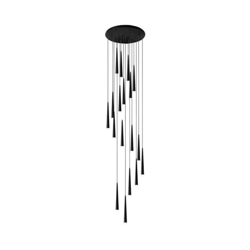 Contemporary Acrylic Black Pendant Lamp with Spiral Design - 9/12/18 Lights, Ideal for Stairs