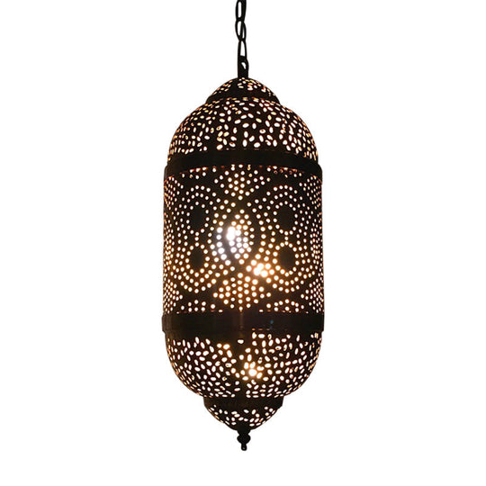 Metal Brass Hanging Lamp Arab Pendant Ceiling Light - Oval/Spot/Double Ring Pattern 1-Head
