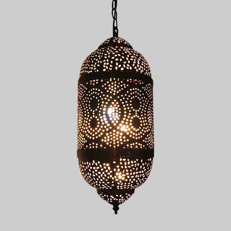 Metal Brass Hanging Lamp Arab Pendant Ceiling Light - Oval/Spot/Double Ring Pattern 1-Head