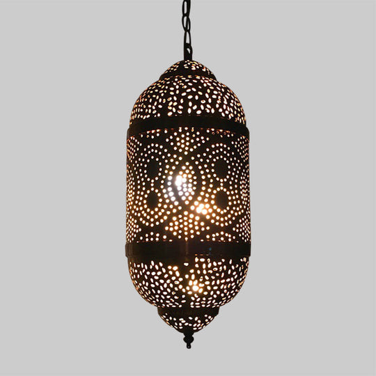 Metal Brass Hanging Lamp Arab Pendant Ceiling Light - Oval/Spot/Double Ring Pattern 1-Head