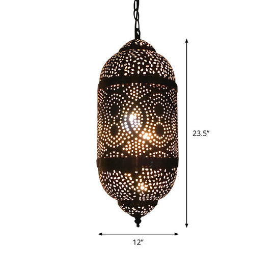 Metal Brass Hanging Lamp Arab Pendant Ceiling Light - Oval/Spot/Double Ring Pattern 1-Head