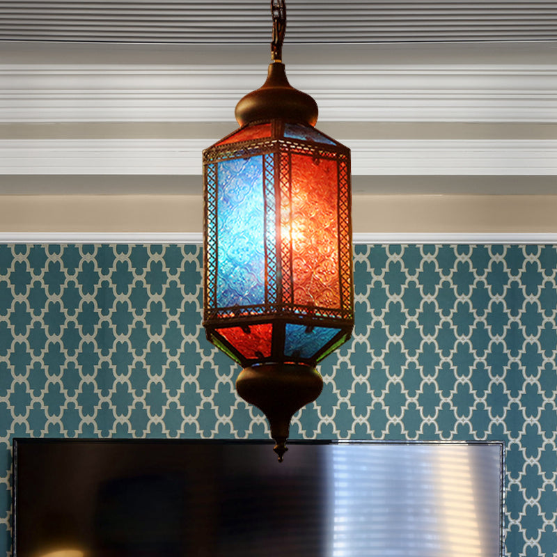 Copper Art Deco Lantern Suspension Light For Restaurants With 1 Bulb