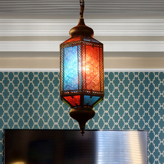 Copper Art Deco Lantern Suspension Light For Restaurants With 1 Bulb