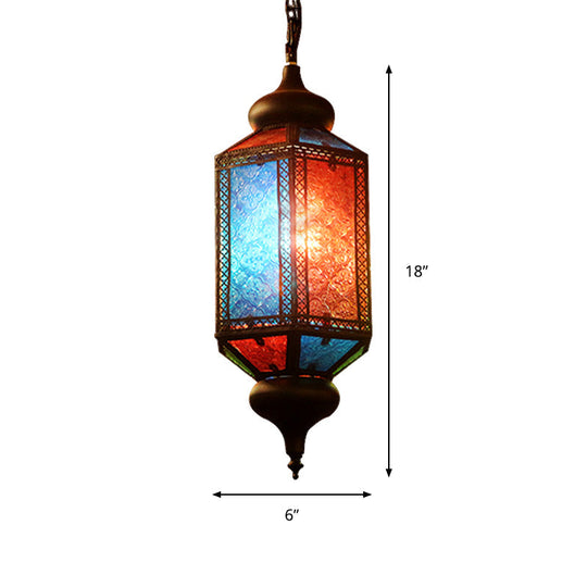 Copper Art Deco Lantern Suspension Light For Restaurants With 1 Bulb