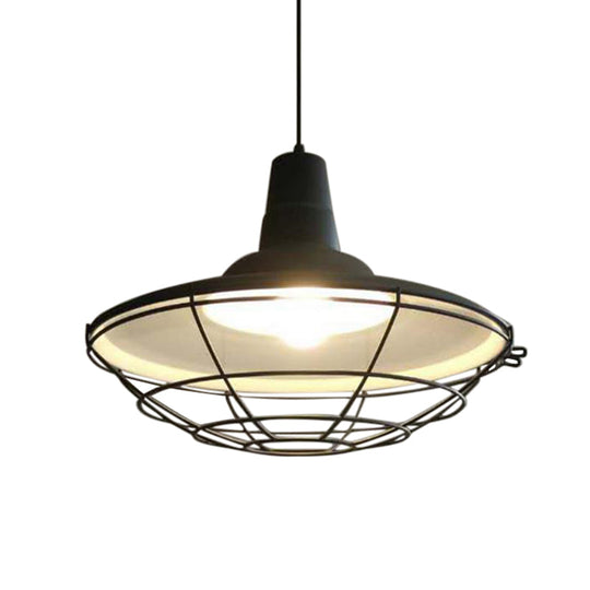 Vintage Metal Pendant Light - Stylish 1-Light Restaurant Lamp In Black