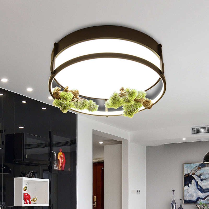 Industrial Black/Gold Led Flush Mount Ceiling Light For Bedroom - 16.5/20.5 Square/Round Metal