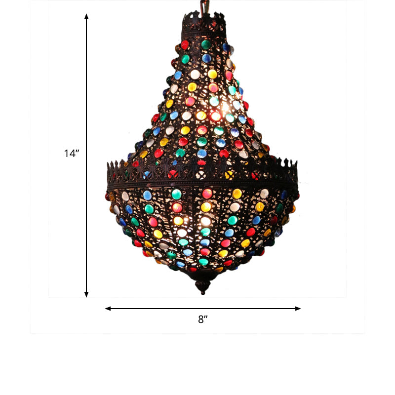 Black Metal Teardrop Chandelier Decorative Hanging Lamp With 2 Lights