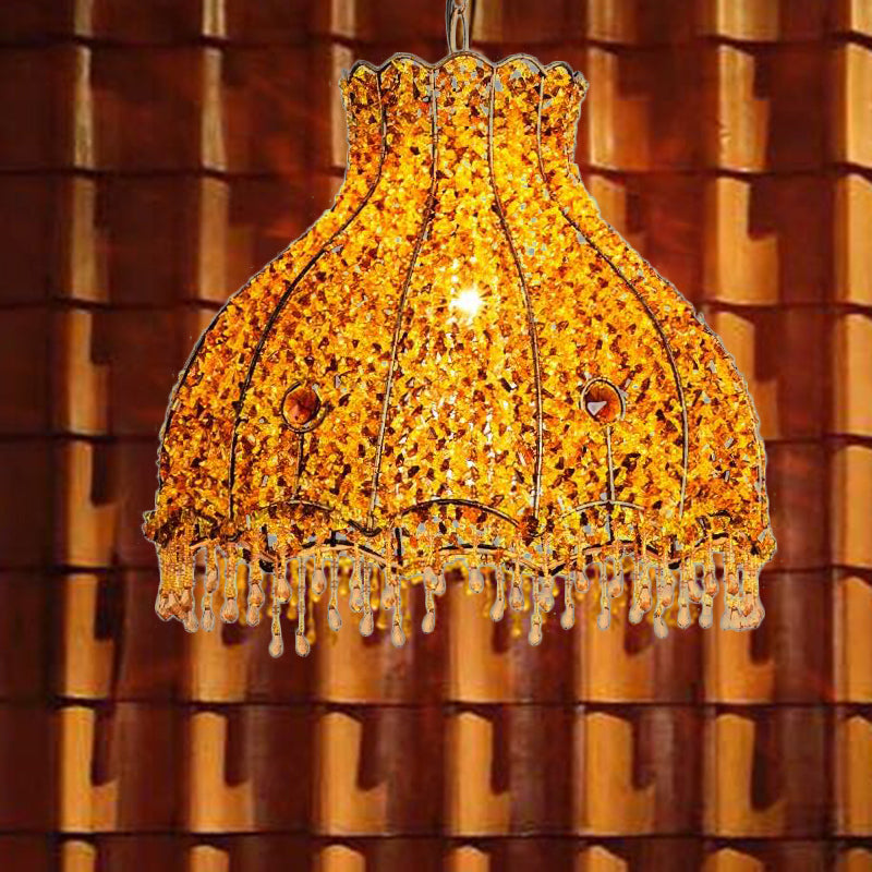 Yellow Scalloped Pendant Lamp - Decorative Metal Restaurant Lighting