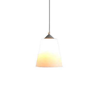 Contemporary Conic Pendant Light with Frosted Glass Shade & Adjustable Cord - White