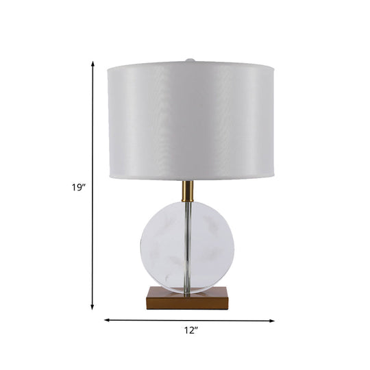 Modernist Circular Fabric Task Light Crystal Reading Lamp In Gold