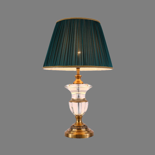 Modernist Hand-Cut Crystal Nightstand Lamp: Elegant Black Jar Shape With Reading Light