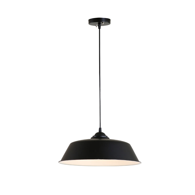 Lampe de plafond noire métallisée avec abat-jour de grange, 10"/14" de large – Lampe suspendue industrielle rétro pour restaurants