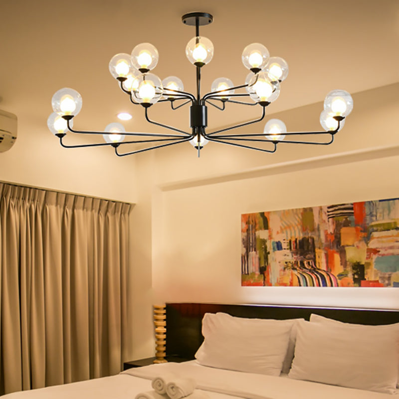 Contemporary 2-Tier Ball Clear Glass Chandelier - Elegant Radial Design With 8/12/18 Lights