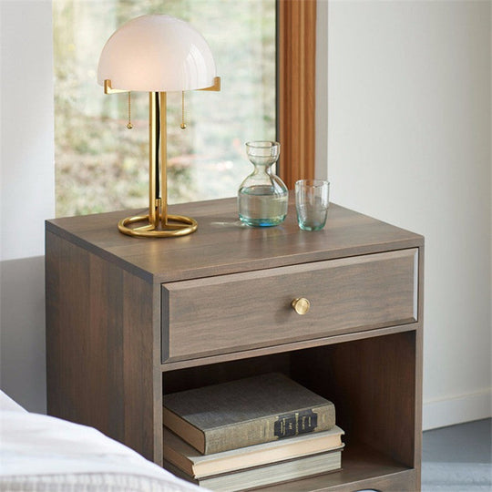 Minimalist White Glass Nightstand Lamp - Gold Metal 1-Head Design