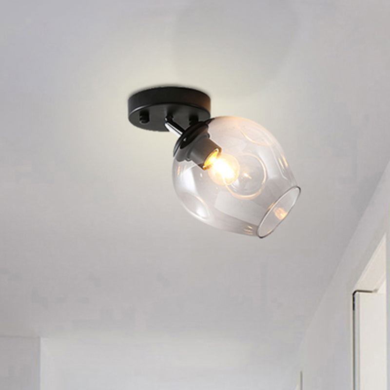 Modern Black/Gold Carafe Semi Flush Light - 1 Light, Clear/Amber/Smoke Gray Glass Shade