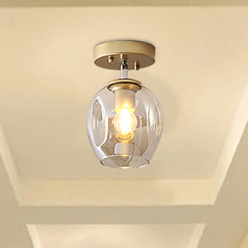 Modern Black/Gold Carafe Semi Flush Light - 1 Light, Clear/Amber/Smoke Gray Glass Shade