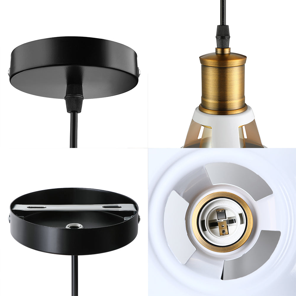 Plafonnier de salle à manger de style campagnard en noir/blanc/blanc