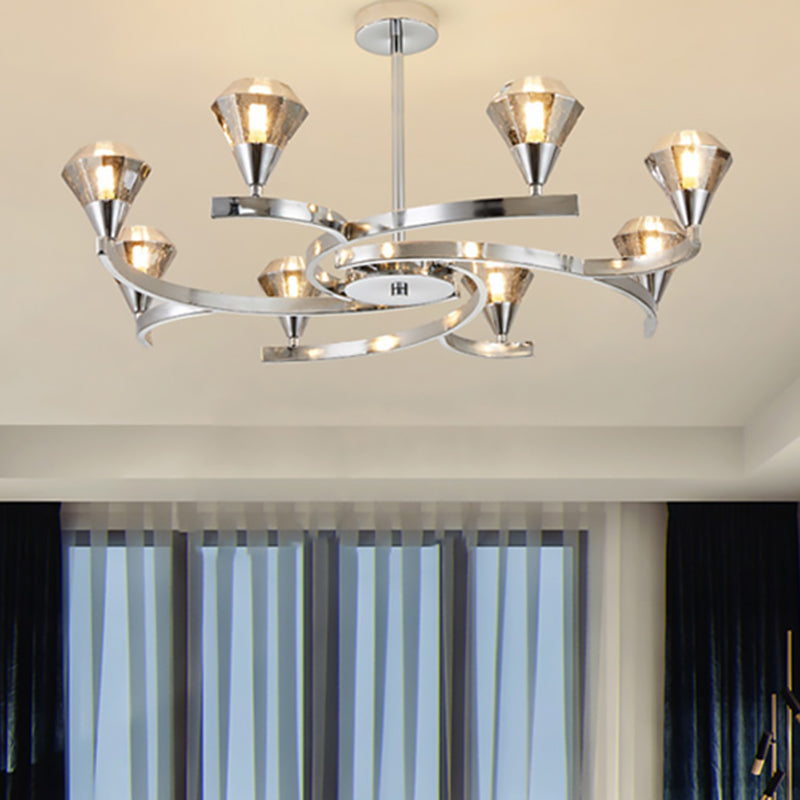 Sputnik Design Diamond Crystal Chandelier Light - Modern Ceiling Lamp Fixture with 6/8/10 Lights in Chrome/Gold
