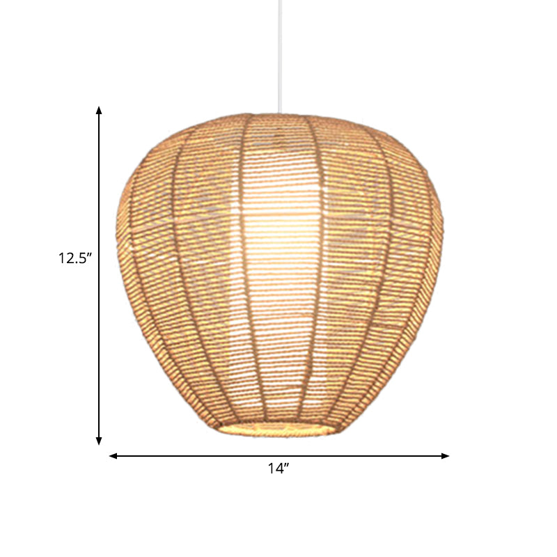 Modern Wood Hanging Pendant Lamp - Rope Drum/Teardrop Design For Living Room