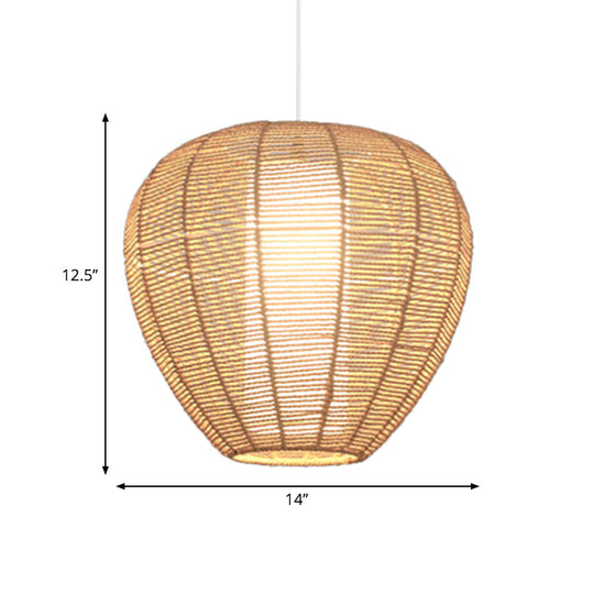 Modern Wood Hanging Pendant Lamp - Rope Drum/Teardrop Design For Living Room