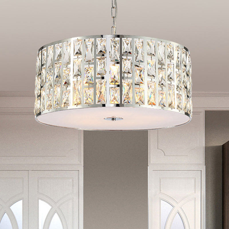 Sleek 5-Light Crystal Chandelier in Chrome with Diffuser – Elegant Hanging Ceiling Fixture