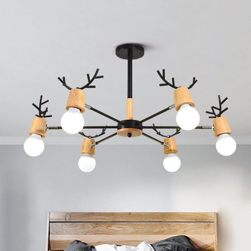 Sputnik Metal Chandelier - Modern Ceiling Hang Fixture With Bare Bulb For Bedroom 3/6/8 Lights