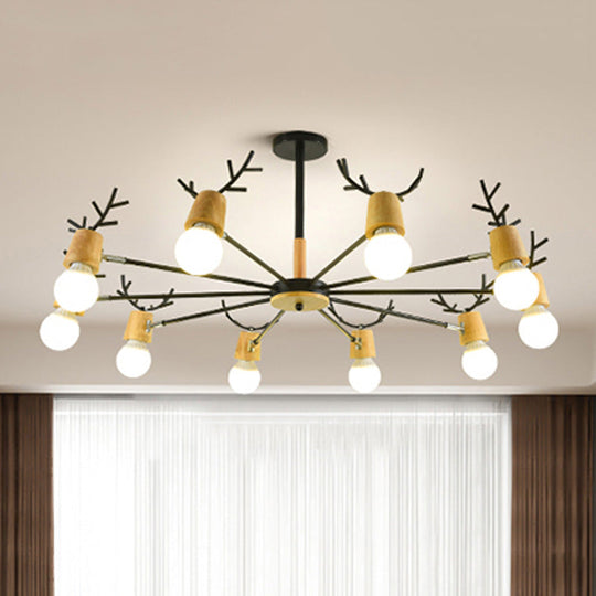 Sputnik Metal Chandelier - Modern Ceiling Hang Fixture With Bare Bulb For Bedroom 3/6/8 Lights