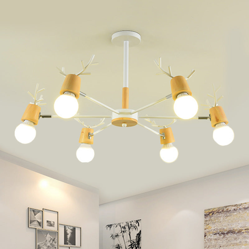 Sputnik Metal Chandelier - Modern Ceiling Hang Fixture With Bare Bulb For Bedroom 3/6/8 Lights
