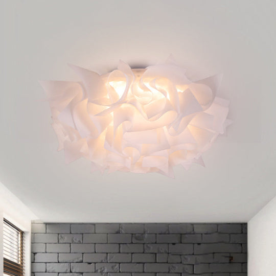 Nordic Flush Mount Led Light With Twist Acrylic Shade For Bedroom In White/Brown - 3 Gear Ceiling