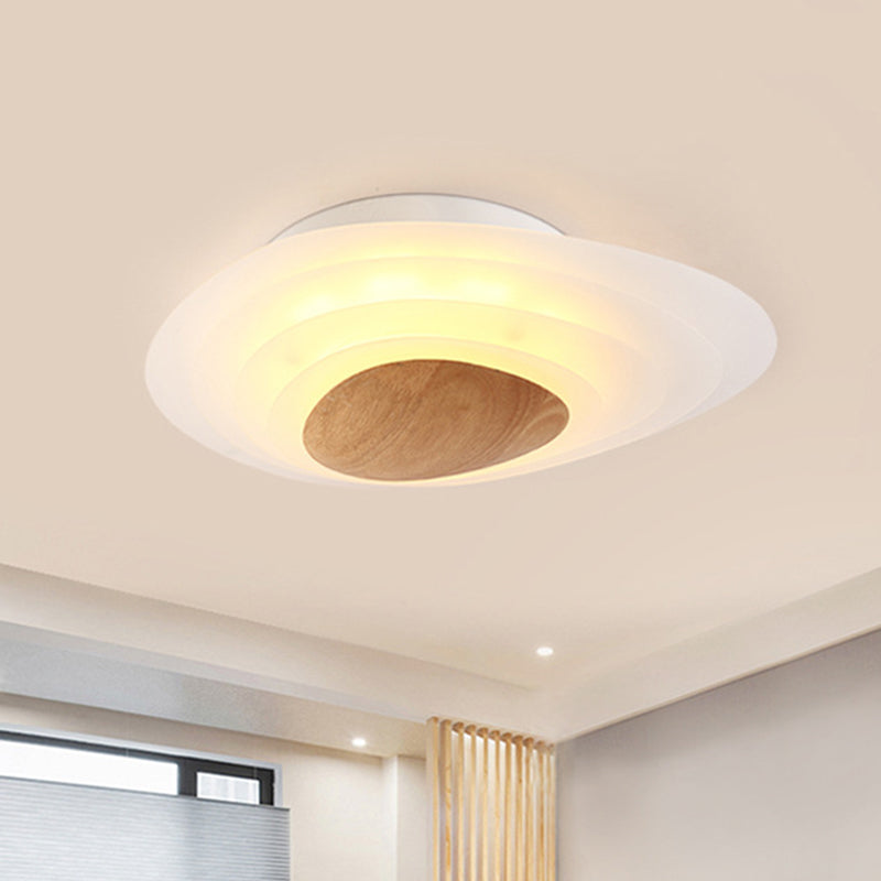 Nordic Planet Flush Mount Acrylic White Led Ceiling Fixture For Bedroom In Warm/White 18/23.5 Wide