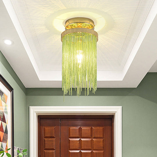 Lampe semi-encastrée moderne à chaîne en métal - Plafonnier à 1 lampe pour salon en or/chrome/bleu