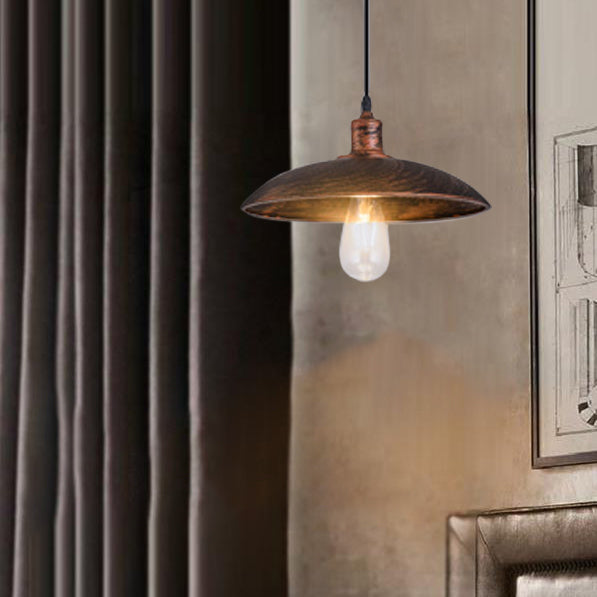 Rustic Style Hanging Ceiling Lamp with Adjustable Cord - Bronze, 12.5"/16" W